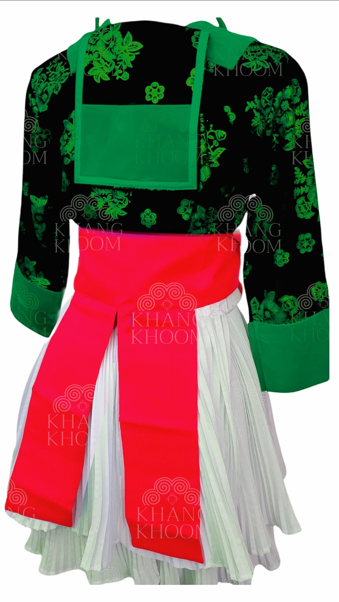 Hmong green floral set