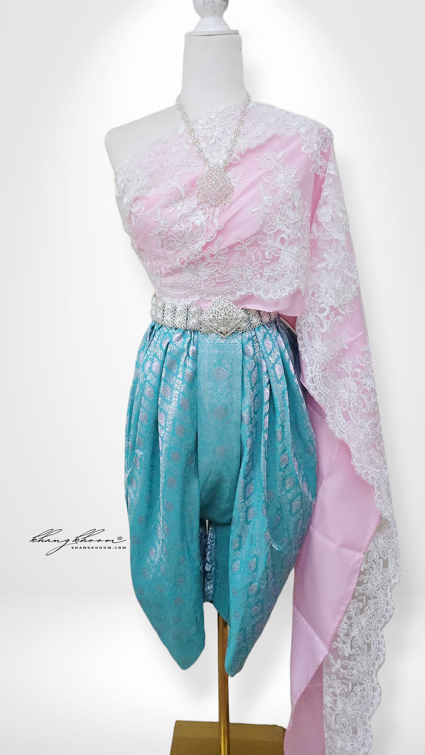 Baby Pink Turquoise Pants Set