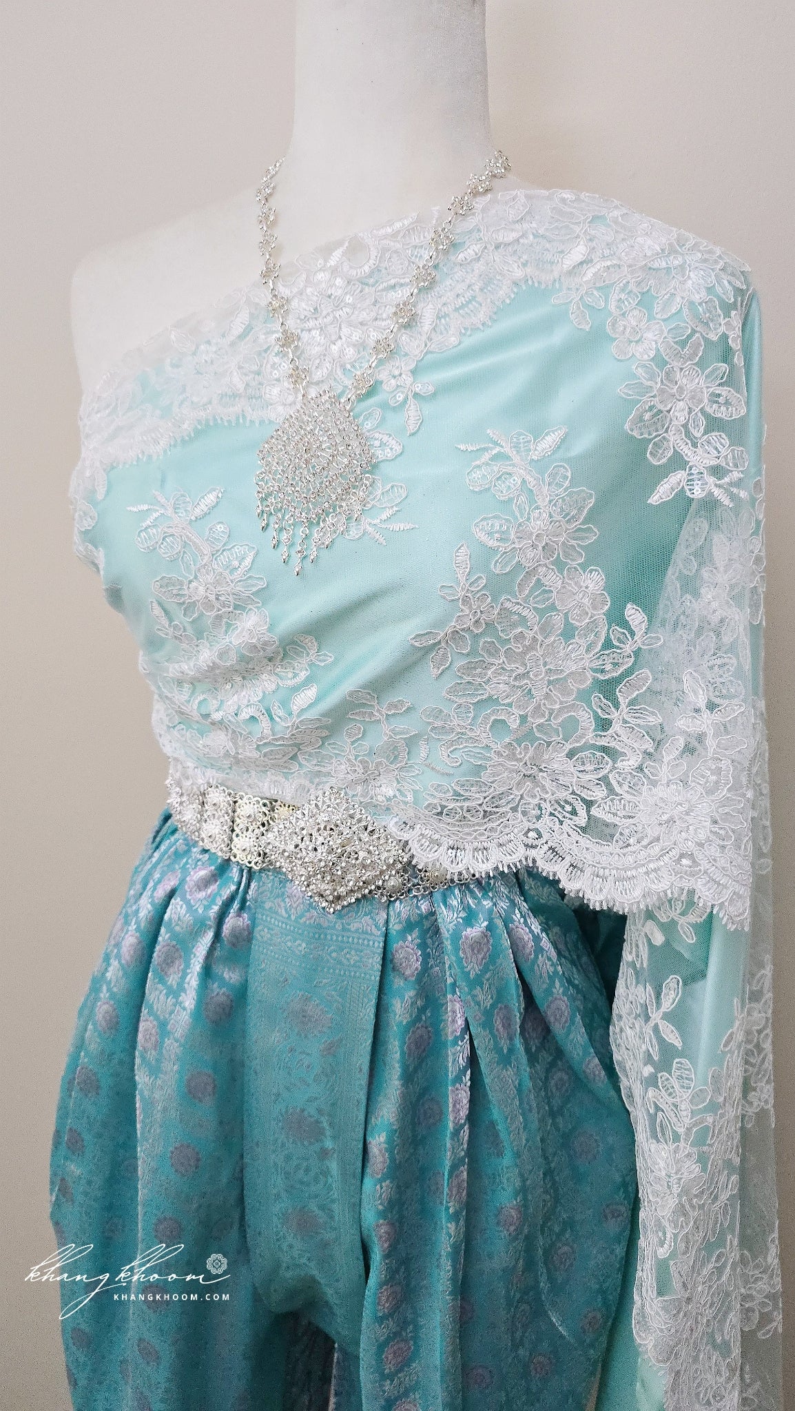 Turquoise White Pants Set