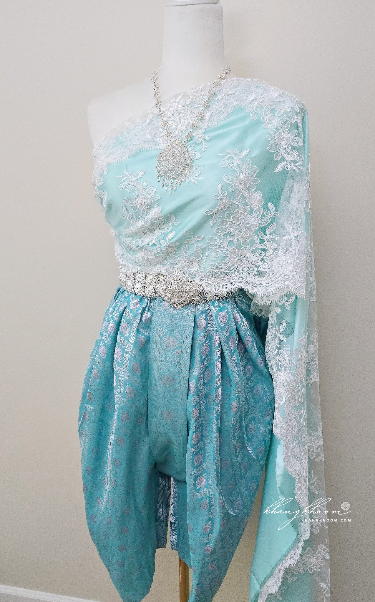 Turquoise White Pants Set