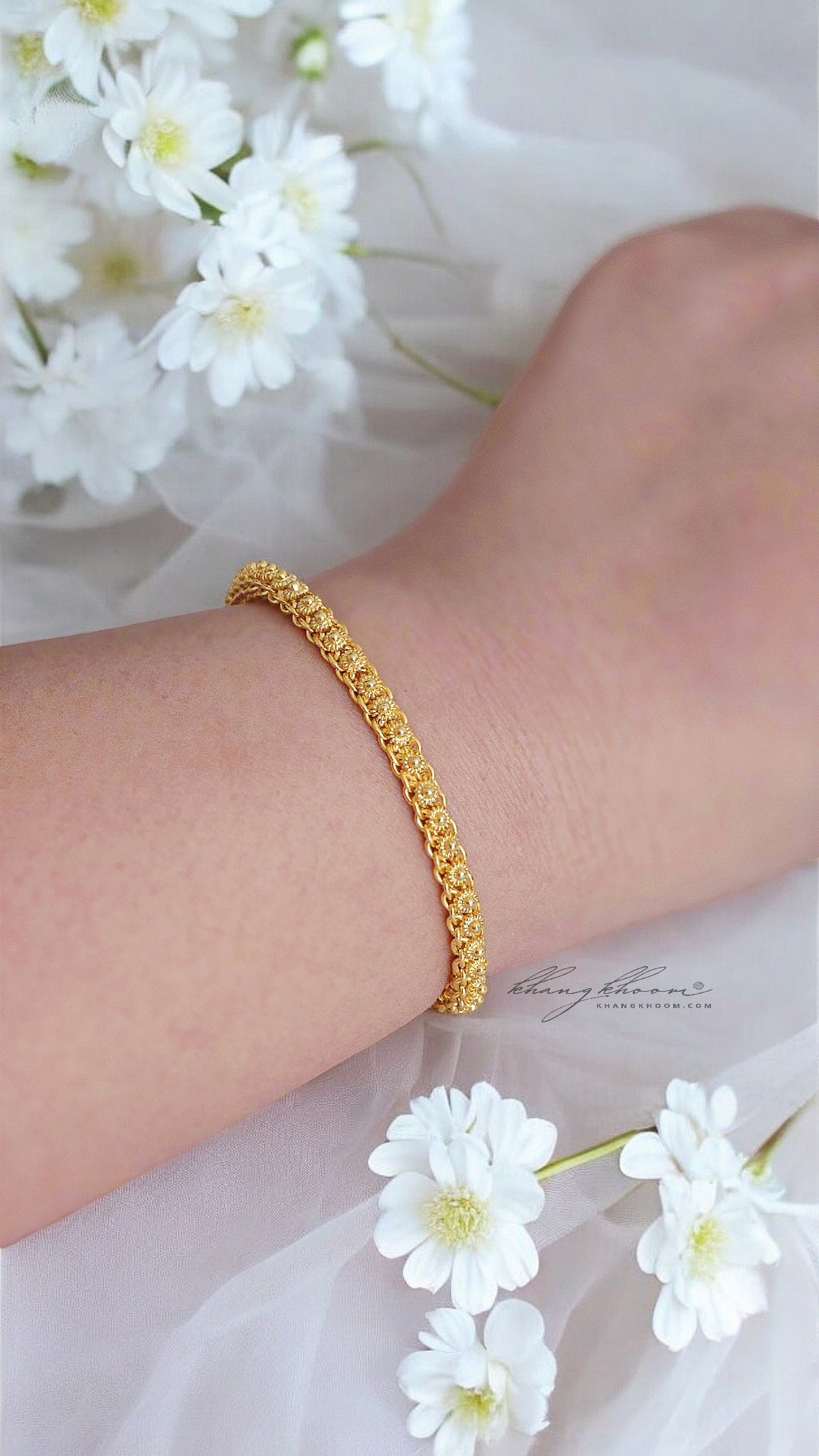 Round 925 Silver / Money 1 Bracelet with 24K Gold Plating