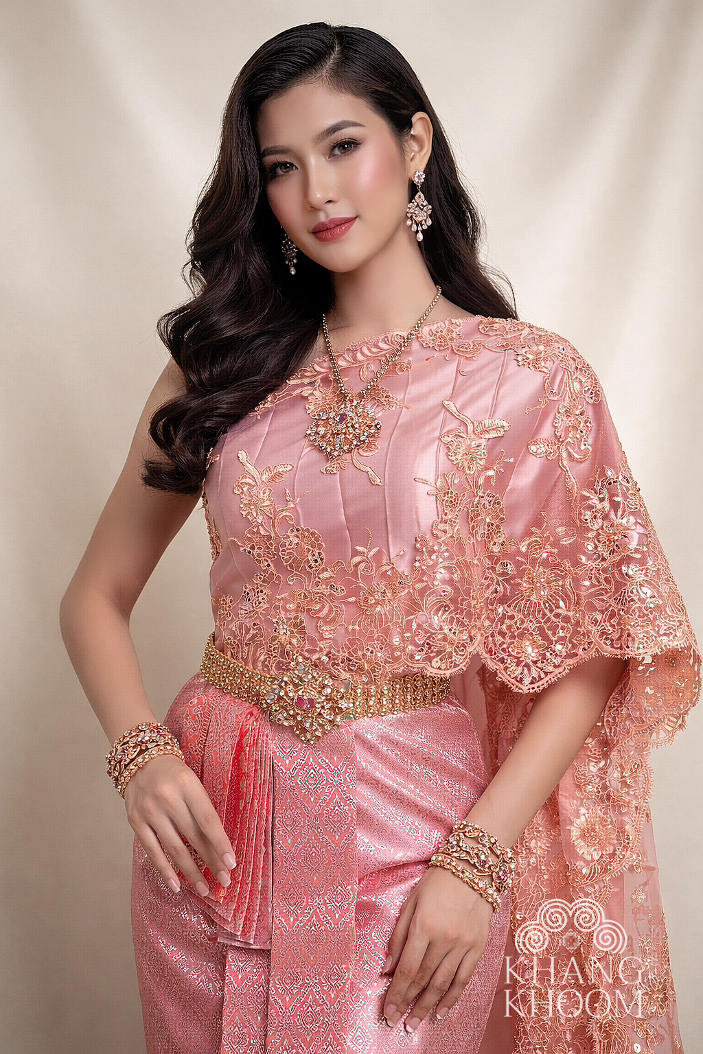 Coral Ombre Thai Women Skirt Set