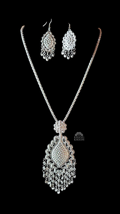 Lao Silver Filigree Tassel Necklace Set