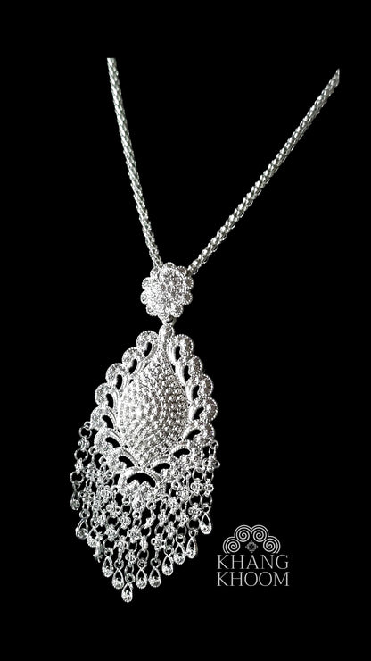 Lao Silver Filigree Tassel Necklace Set