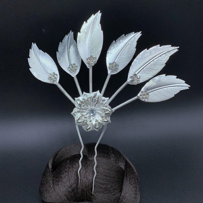 Silver Leaf Hairstick Pin