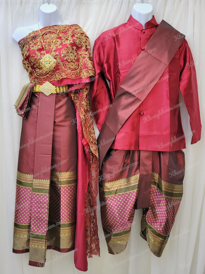 Burgundy Men Thai Set