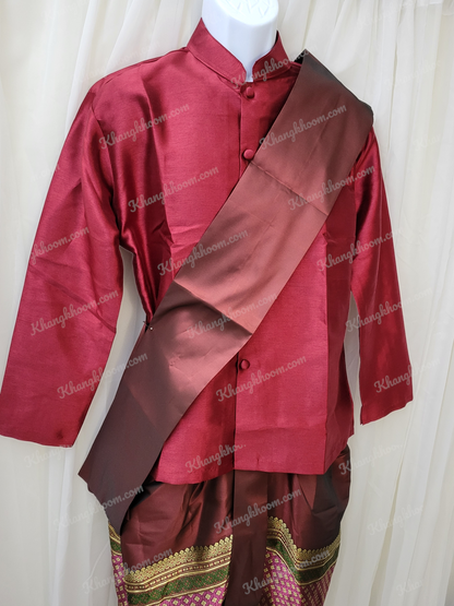 Burgundy Men Thai Set