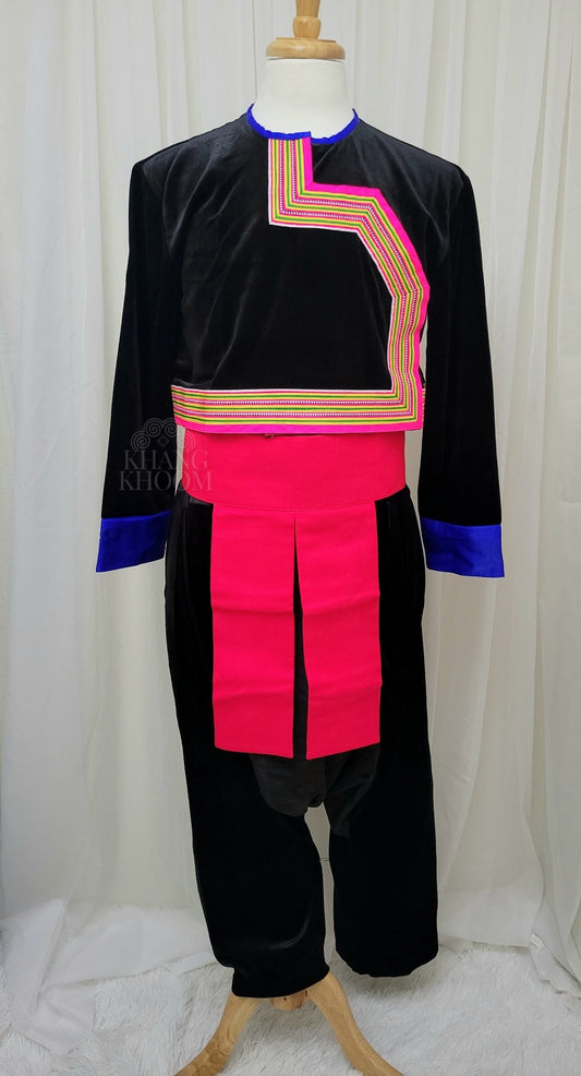 Men Hmong Leeg with Blue Accent Trim