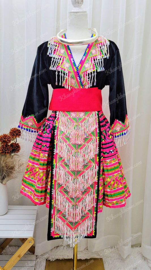 Beaded Hmong Women Outfit