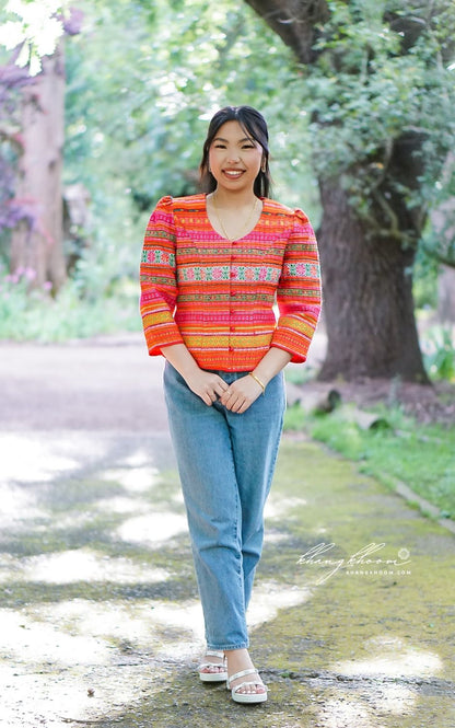 Crop Button Down Hmong Chinese Blazer