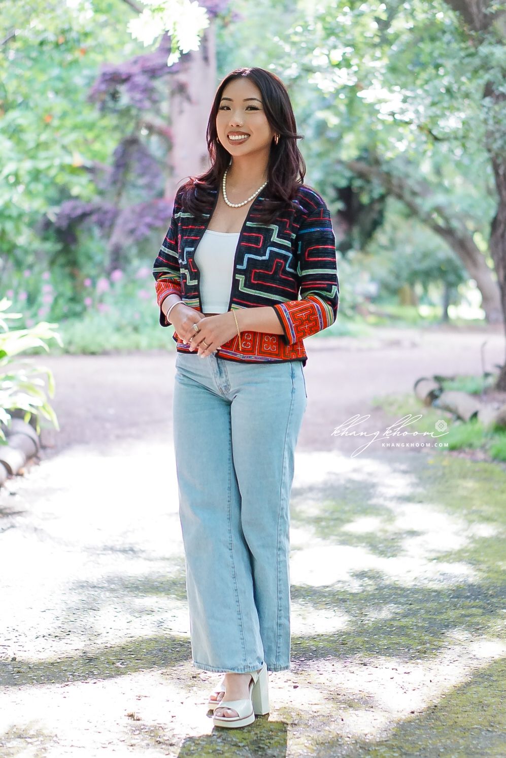 Cropped Open Front Hmong Vietnamese Blazer