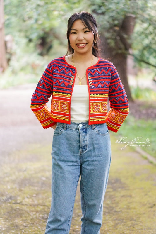 Cropped Open Front Hmong Blazer