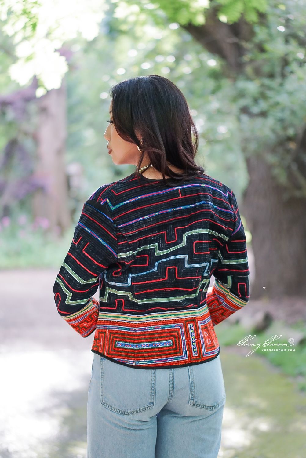 Cropped Open Front Hmong Vietnamese Blazer