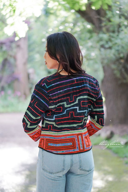 Cropped Open Front Hmong Vietnamese Blazer
