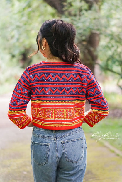 Cropped Open Front Hmong Blazer