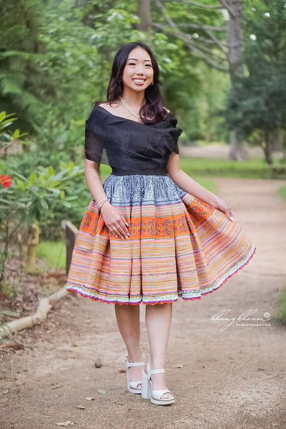 Black Off Shoulder Hmong Dress