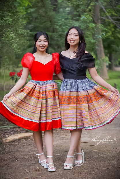 Black Off Shoulder Hmong Dress