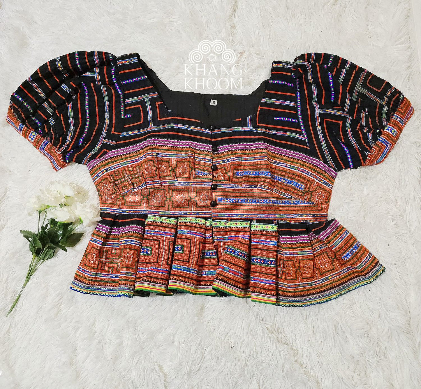 Puffy Shoulder Peplum Top