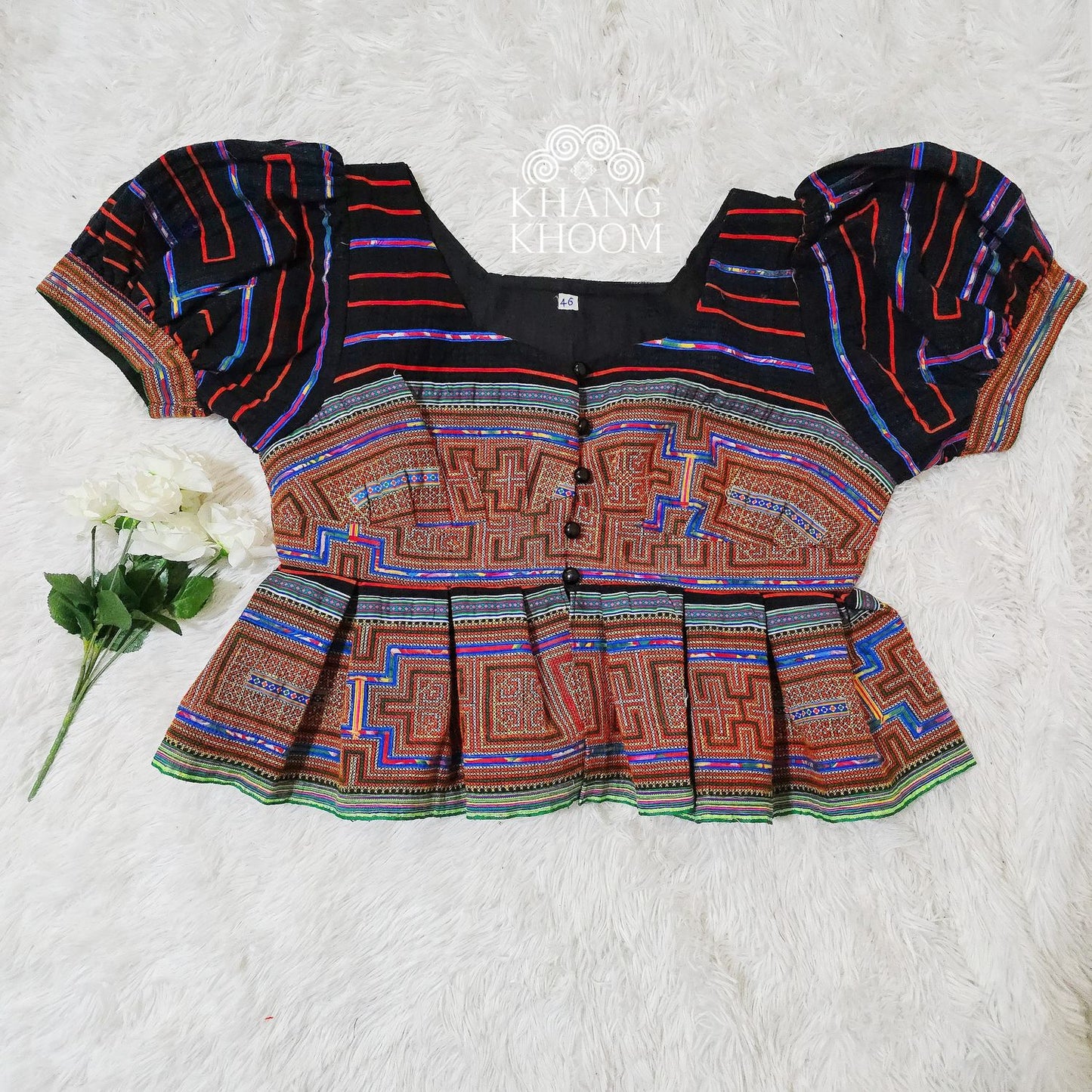 Puffy Shoulder Peplum Top