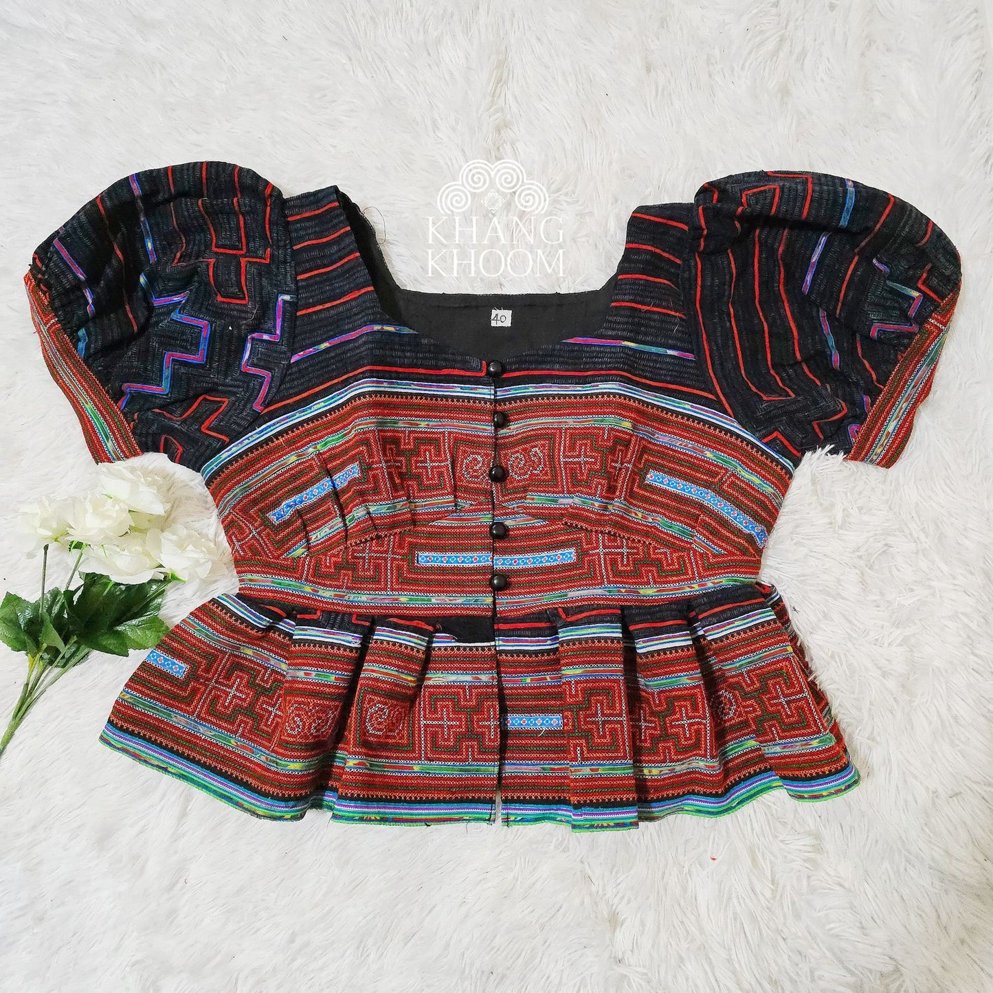 Puffy Shoulder Peplum Top