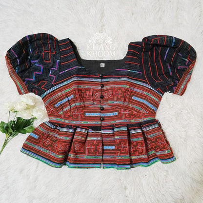 Puffy Shoulder Peplum Top