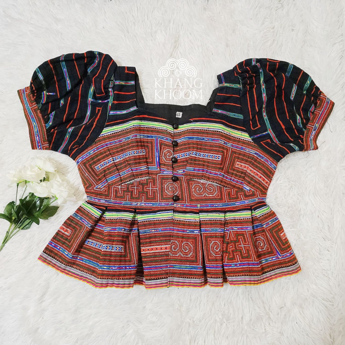 Puffy Shoulder Peplum Top