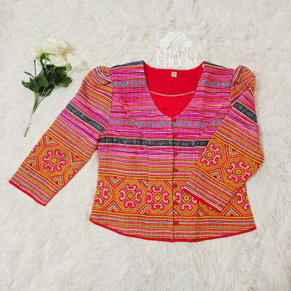 Crop Button Down Hmong Chinese Blazer