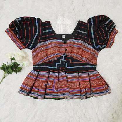 Puffy Shoulder Peplum Top