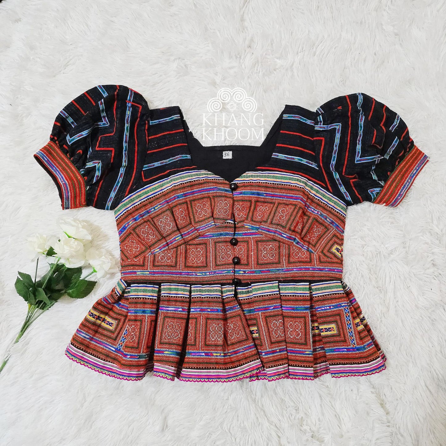 Puffy Shoulder Peplum Top