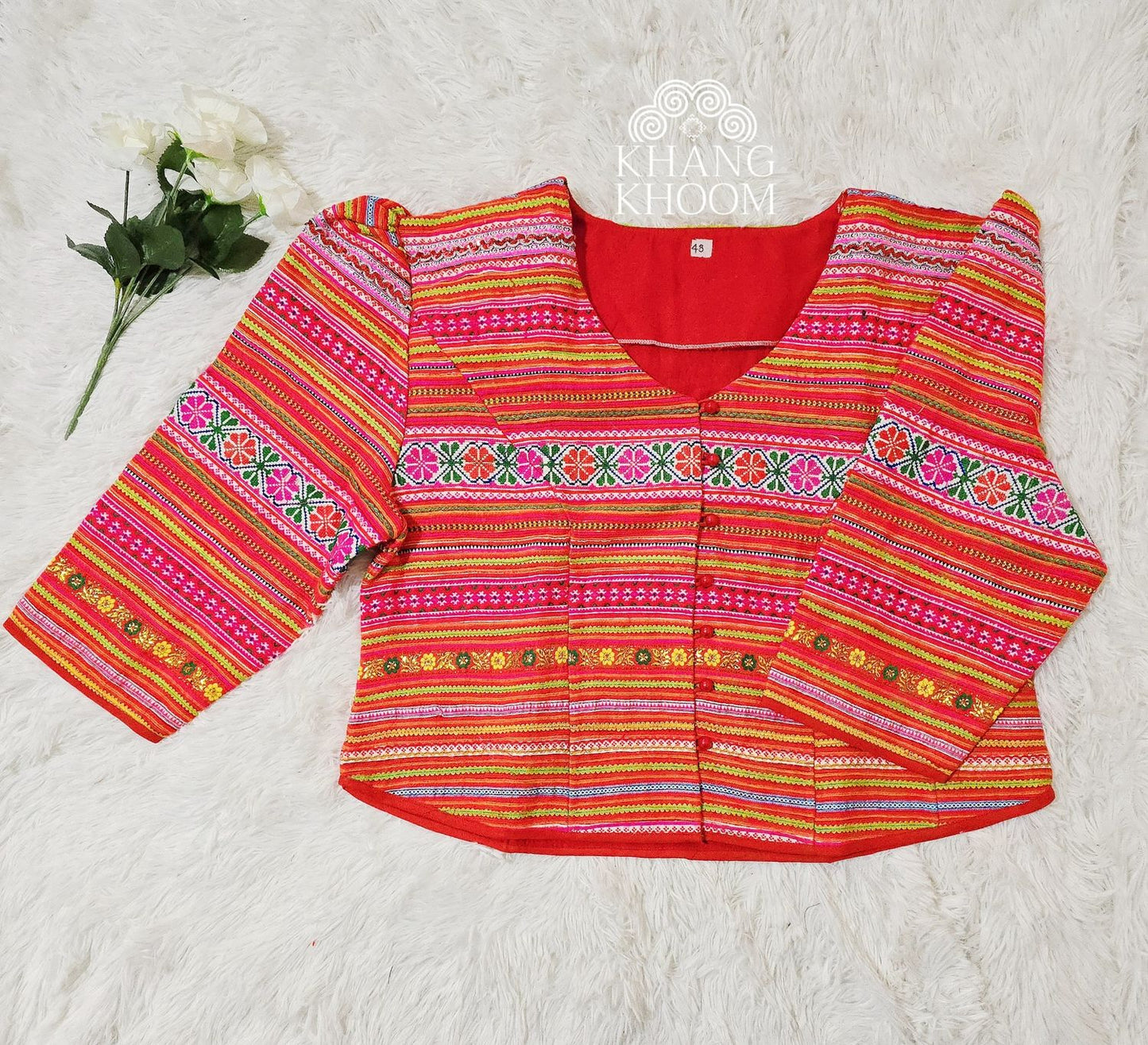 Crop Button Down Hmong Chinese Blazer