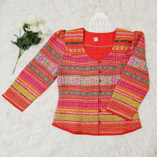 Crop Button Down Hmong Chinese Blazer