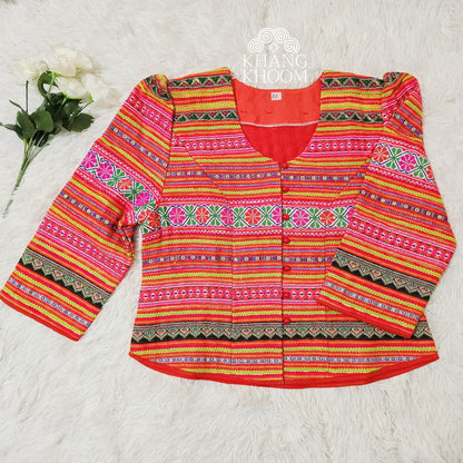 Crop Button Down Hmong Chinese Blazer