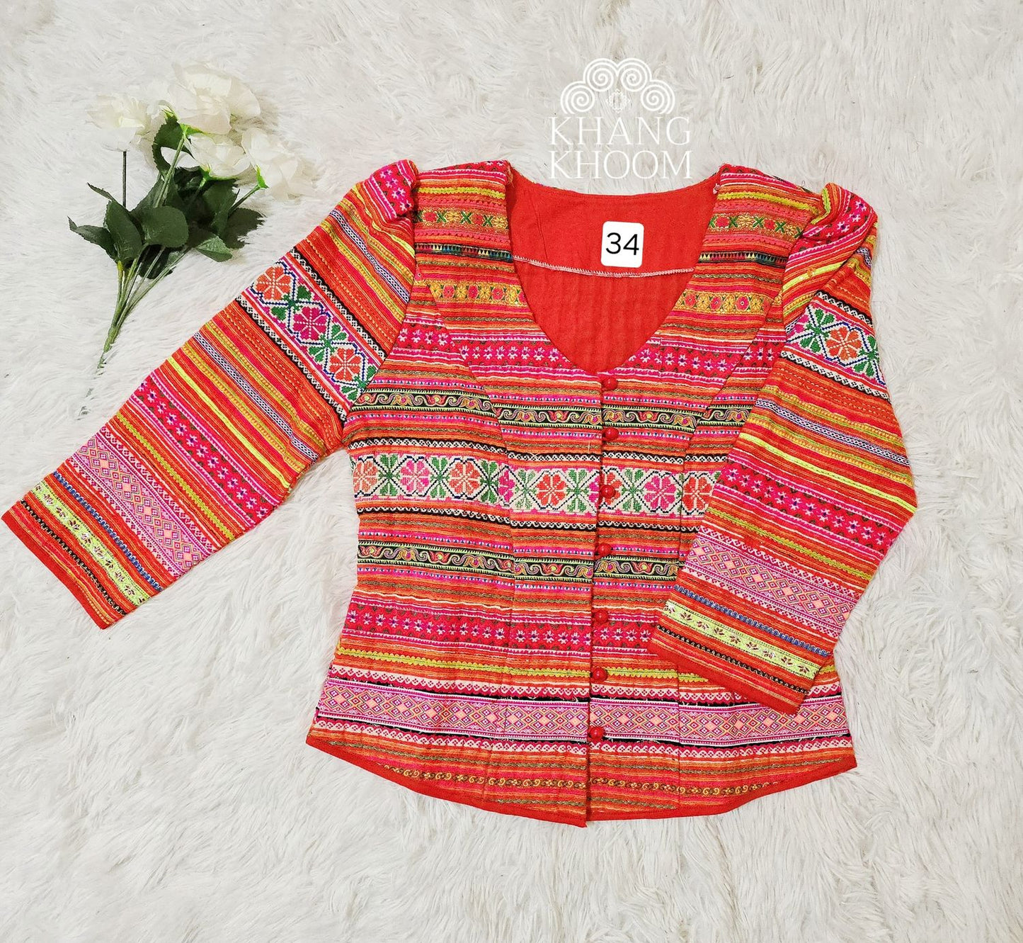 Crop Button Down Hmong Chinese Blazer