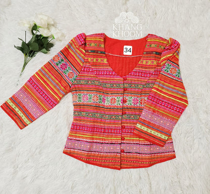 Crop Button Down Hmong Chinese Blazer