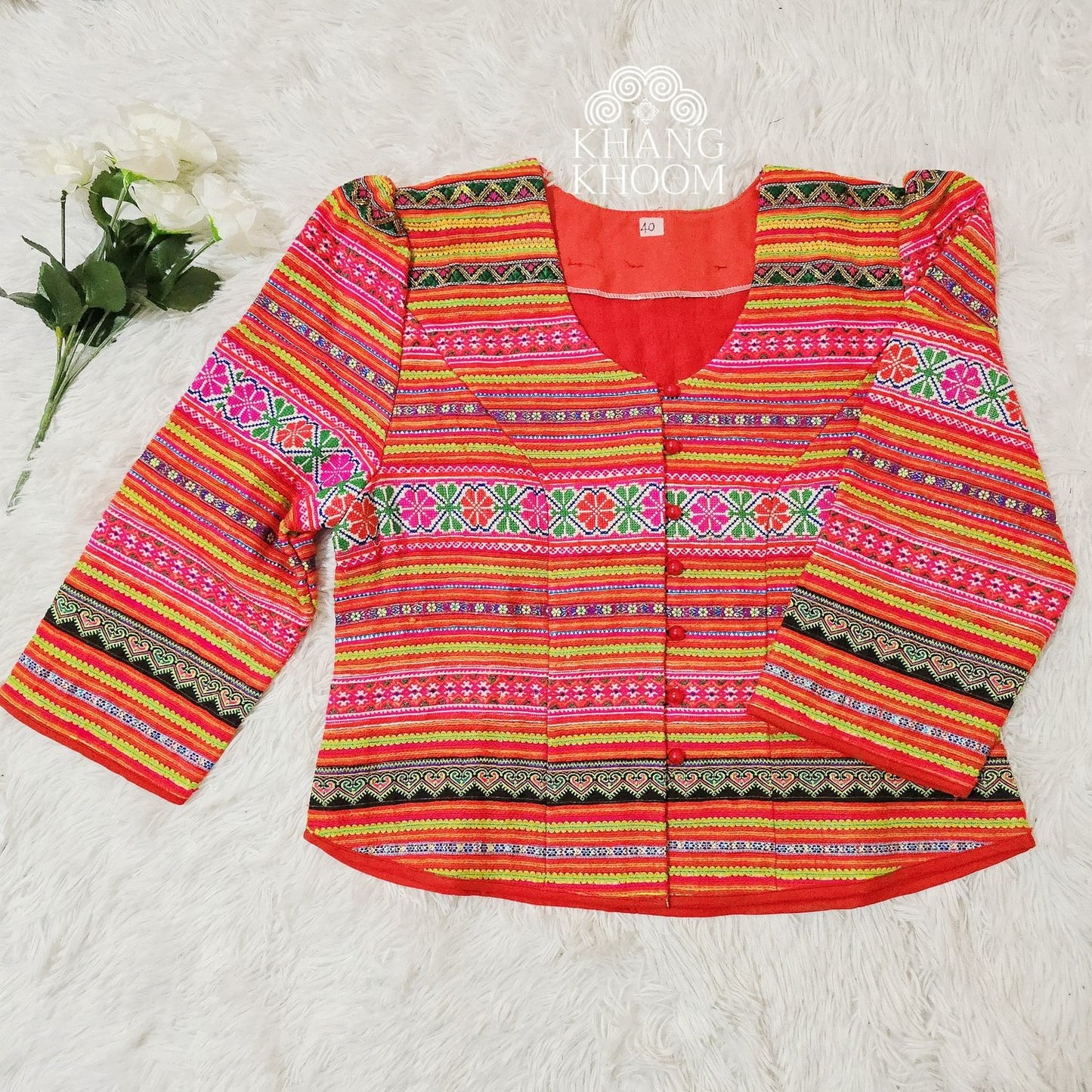 Crop Button Down Hmong Chinese Blazer