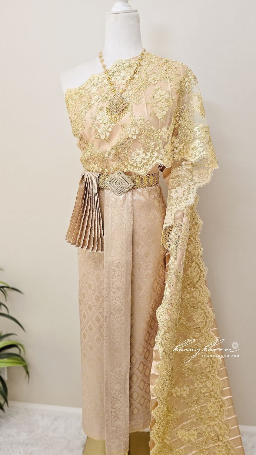 Gold Silver Thai Women Skirt Set