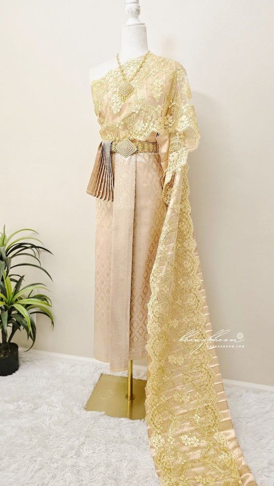 Gold Silver Thai Women Skirt Set