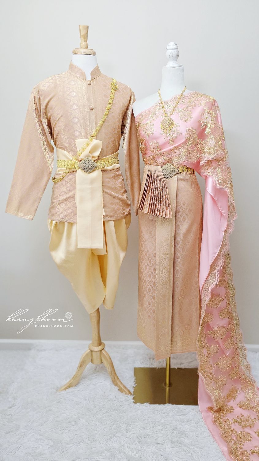 Pink & Gold Men Thai Set