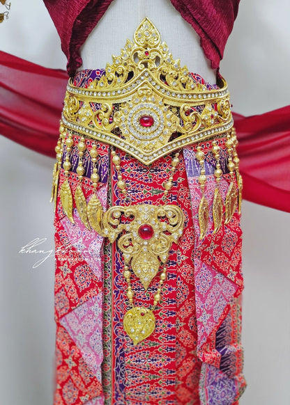 Black & Red Thai Women Skirt Set