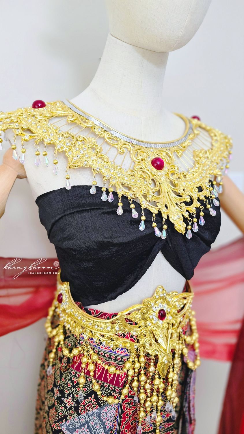 Black & Red Thai Women Skirt Set