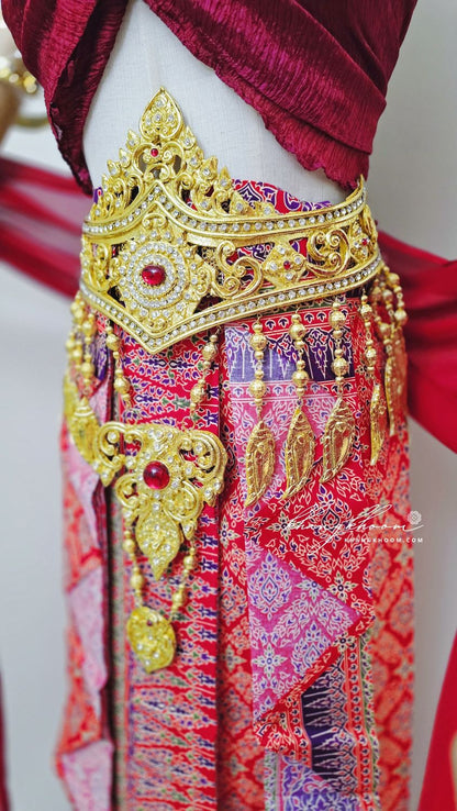 Black & Red Thai Women Skirt Set