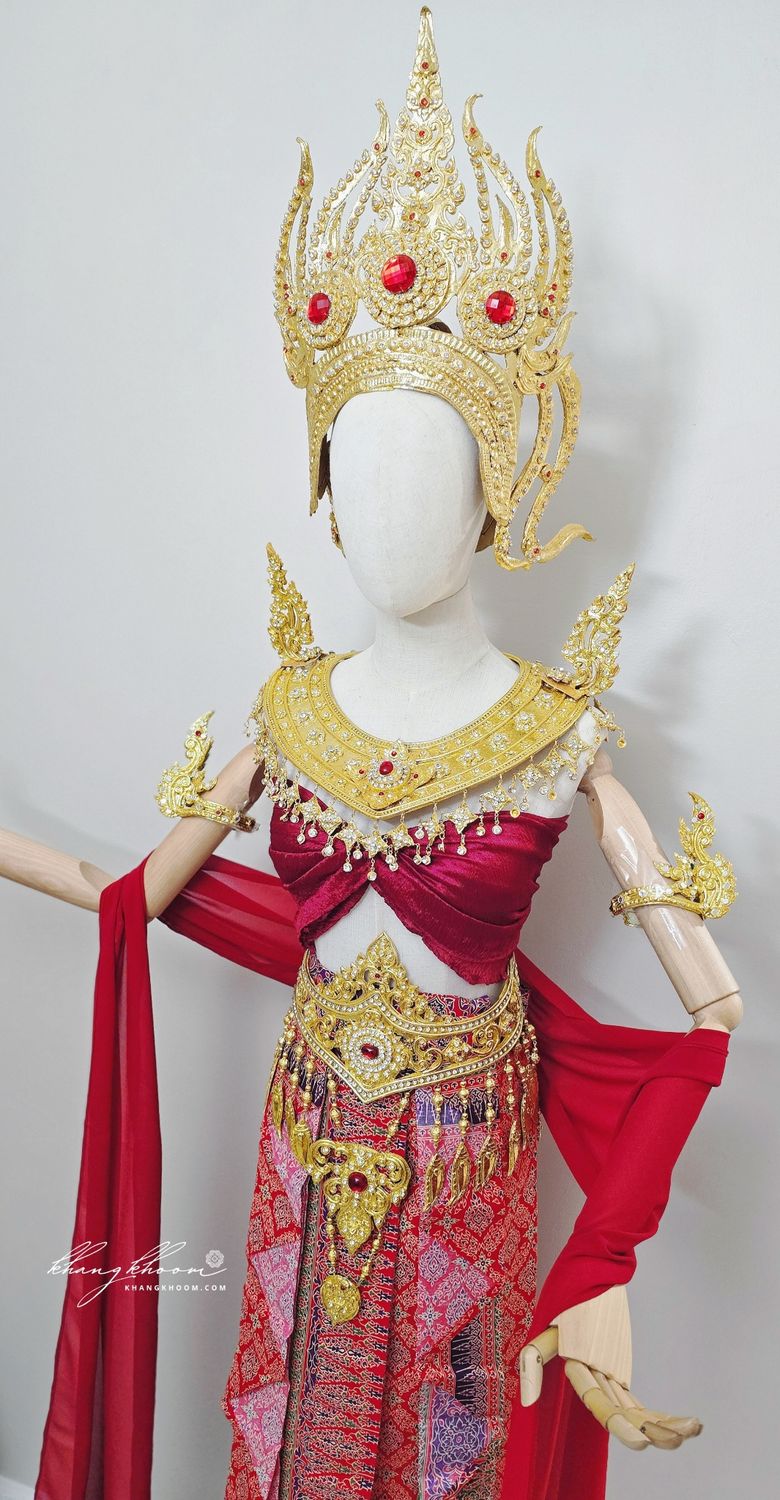 Black & Red Thai Women Skirt Set