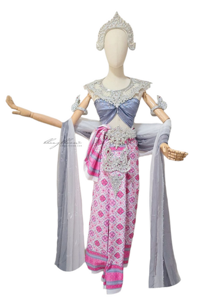 Pink Grey Thai Wrap Style Clothing