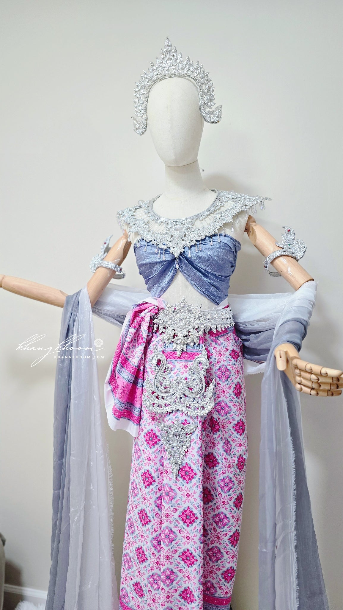 Pink Grey Thai Wrap Style Clothing