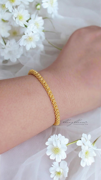 Round 925 Silver / Money 1 Bracelet with 24K Gold Plating