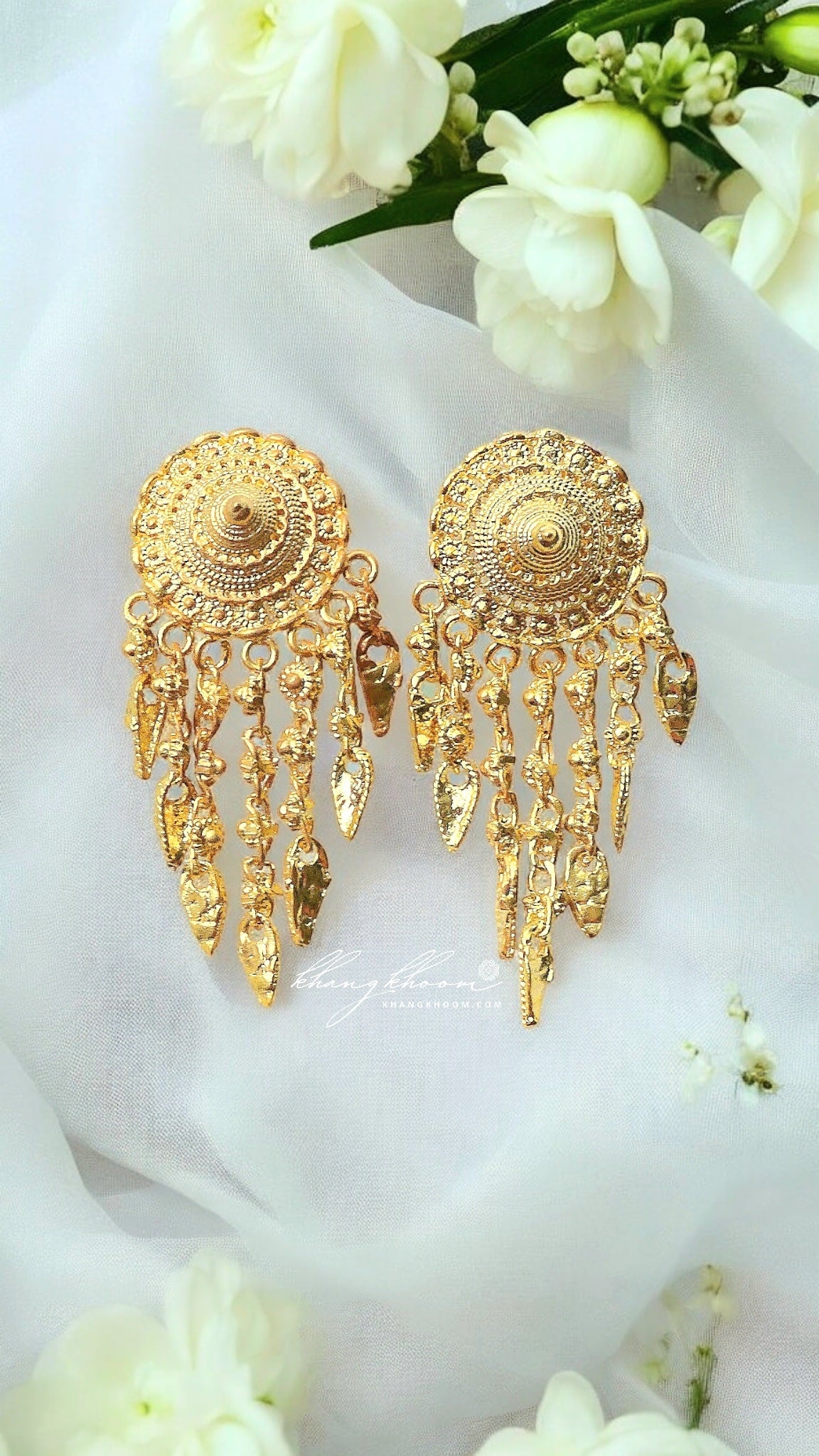 925 Silver / Money 1 24K Gold Plated Banana Blossom Earring