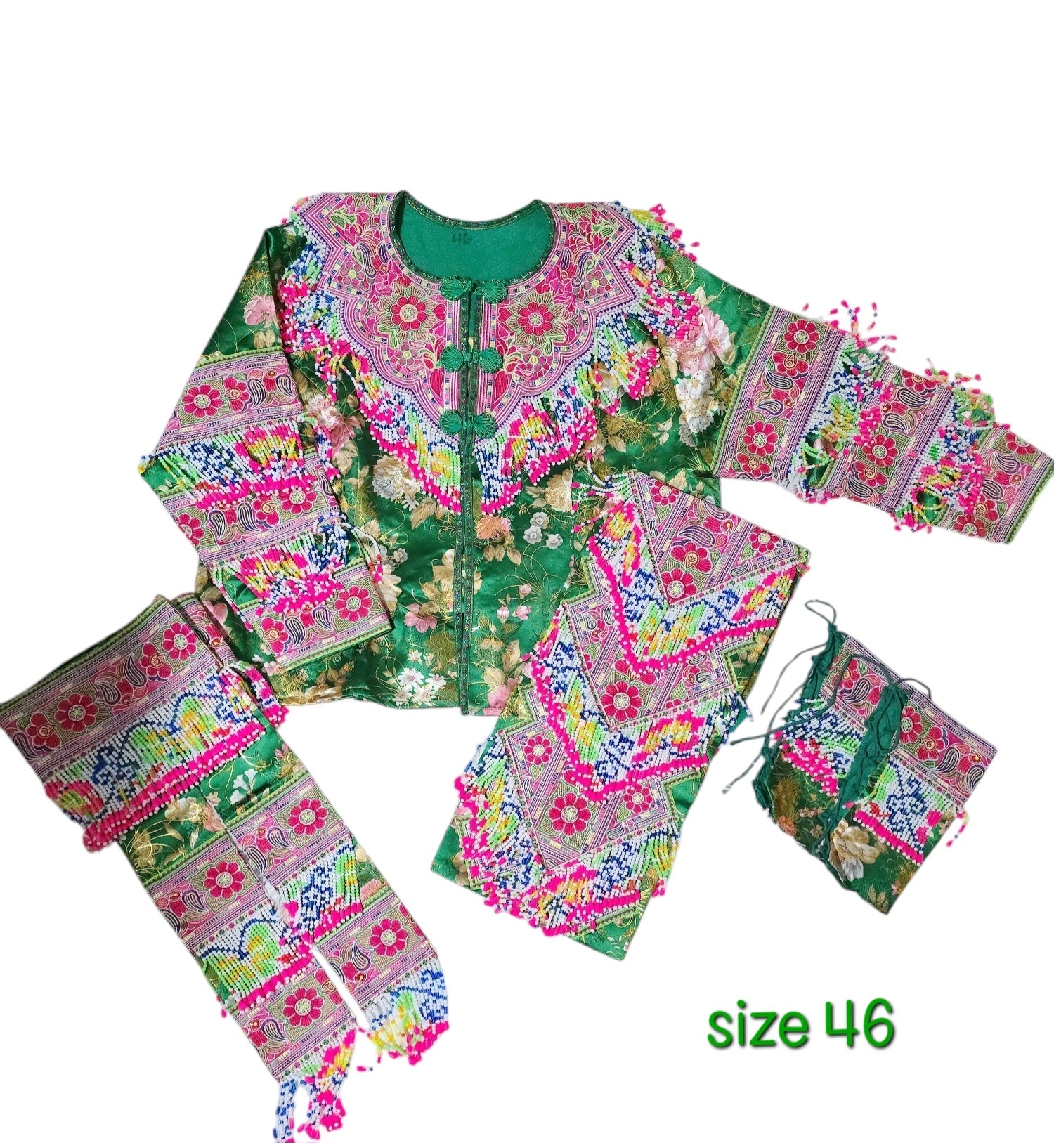 1回着用のみ超美品 VIVIANO 24AW Mao チャイナ ベスト jurk Hmong Chinese Green – Khang Khoom
