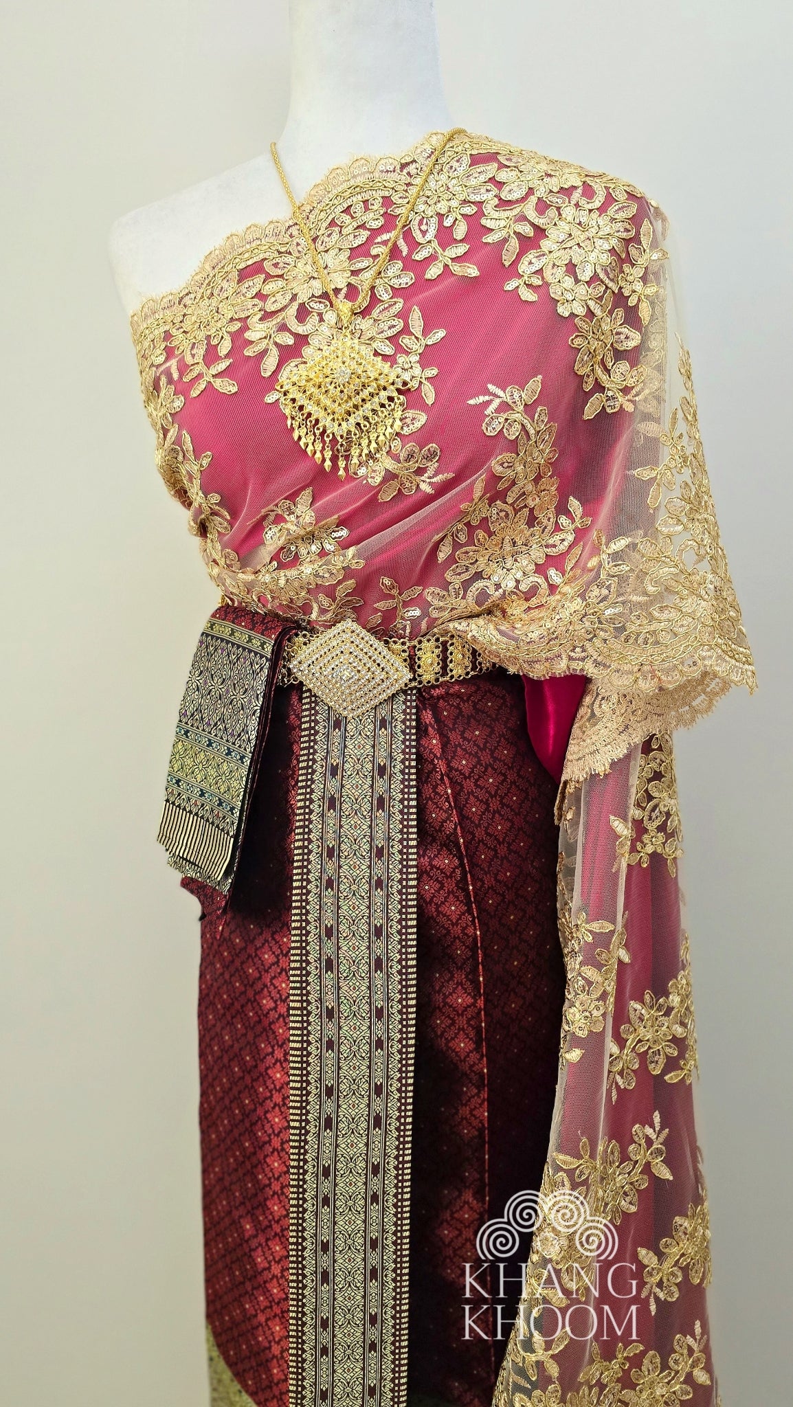 Red Thai Women Skirt Set