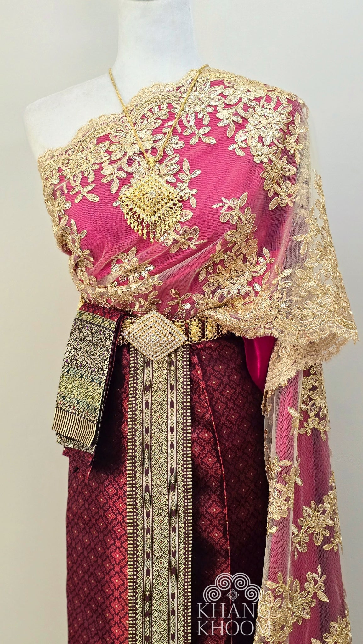 Red Thai Women Skirt Set