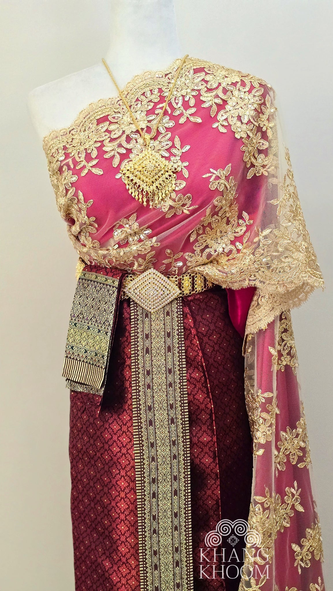Red Thai Women Skirt Set